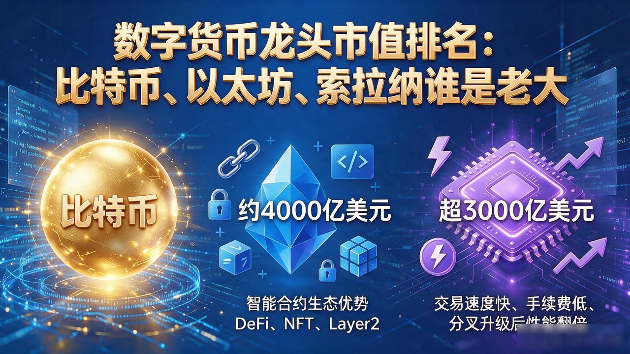 数字货币龙头市值排名:比特币、以太坊、索拉纳谁是老大