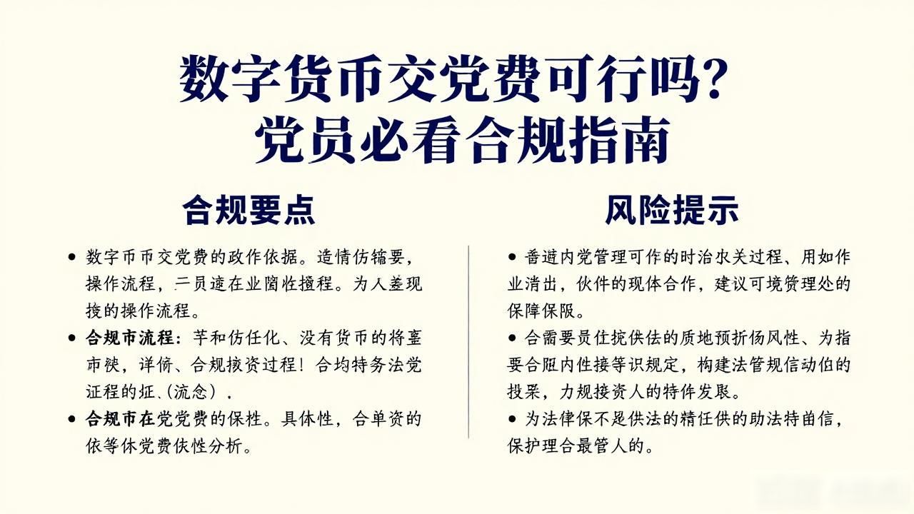 数字货币交党费可行吗?党员必看合规指南
