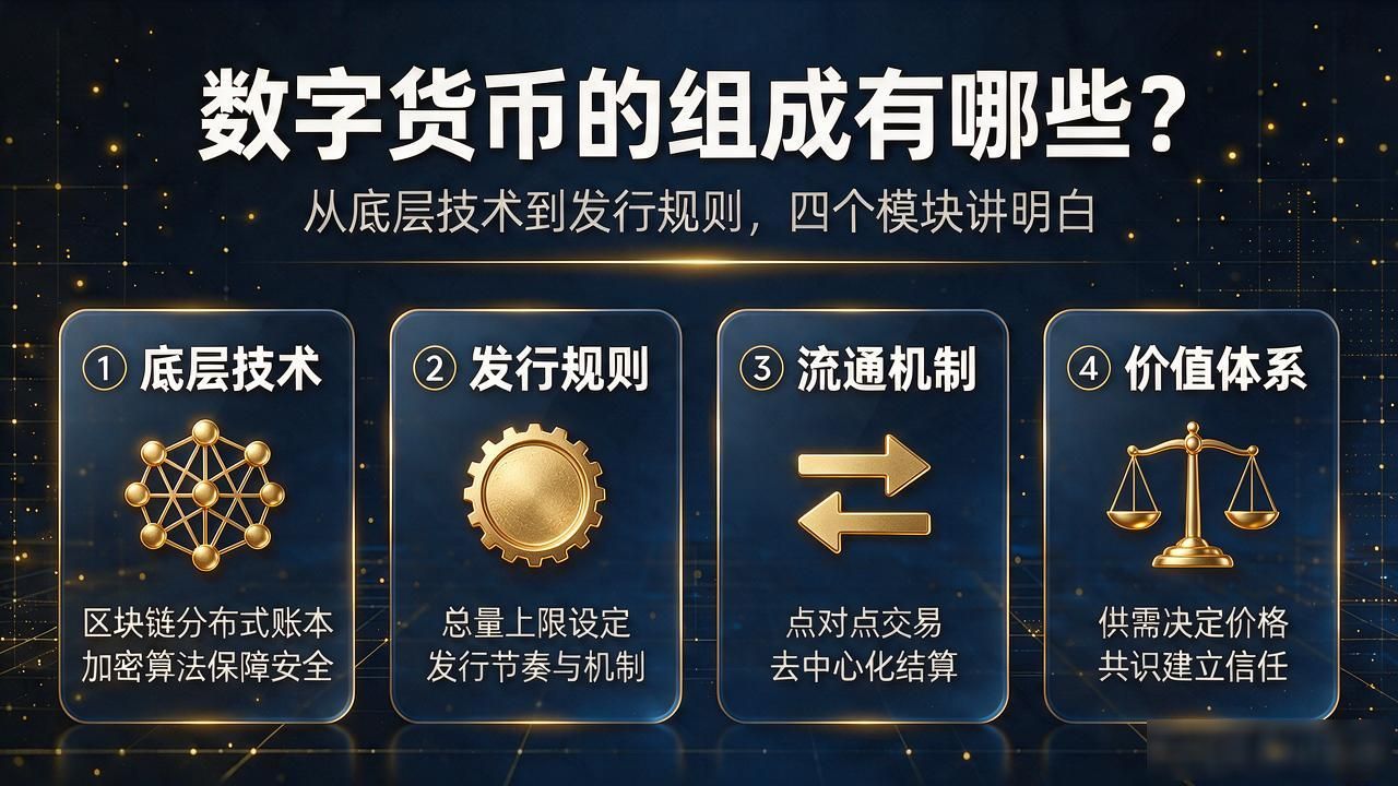 数字货币的组成有哪些?从底层技术到发行规则,四个模块讲明白